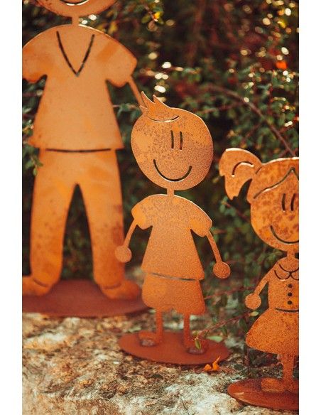 Doodle Familie aus Edelrost - Bub Florian - Höhe 14,5 cm