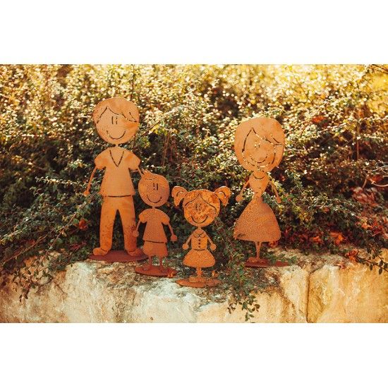 Doodle Familie aus Edelrost - Bub Florian - Höhe 14,5 cm