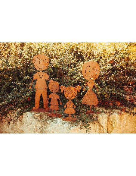 Doodle Familie aus Edelrost - Bub Florian - Höhe 14,5 cm