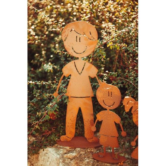 Doodle Familie aus Edelrost - Bub Florian - Höhe 14,5 cm