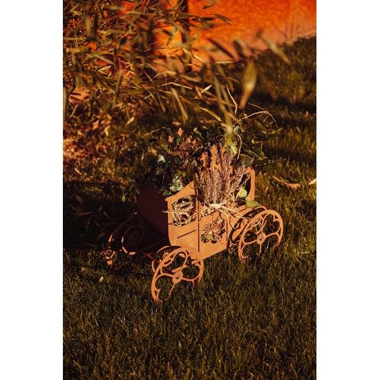 Blumenkutsche aus Metall - Höhe 51 cm