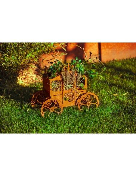 Blumenkutsche aus Metall - Höhe 51 cm