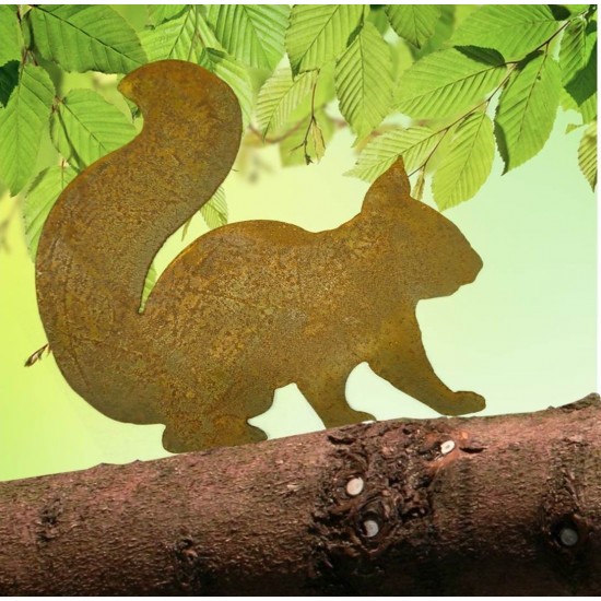 Tiere mit Baumspieß sitzendes Eichhörnchen mit Baumspieß - HÖhe 19,5 cm Direktstecker Eichhörnchen zum einschlagen in Weichholz