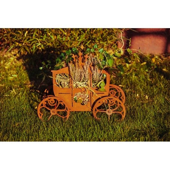 Blumenkutsche aus Metall - Höhe 51 cm