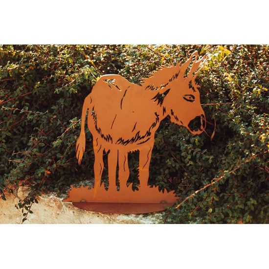 Deko Esel Flecki - aus Edelrost - Höhe 46 cm