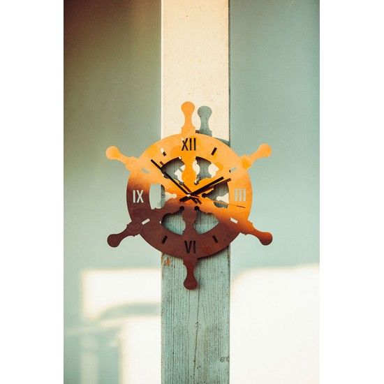 Metall Wanduhr Steuerrad - Durchmesser 43 cm