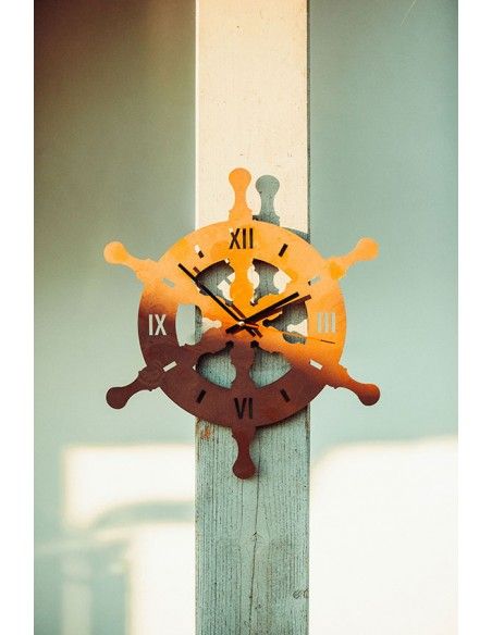 Metall Wanduhr Steuerrad - Durchmesser 43 cm