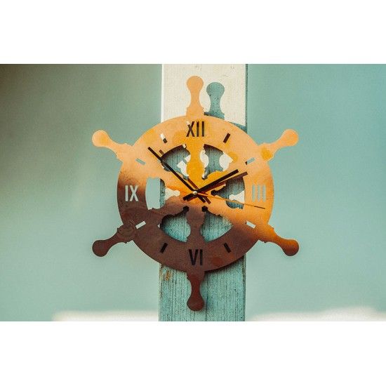 Metall Wanduhr Steuerrad - Durchmesser 43 cm