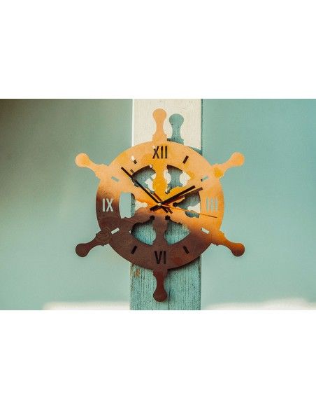 Metall Wanduhr Steuerrad - Durchmesser 43 cm