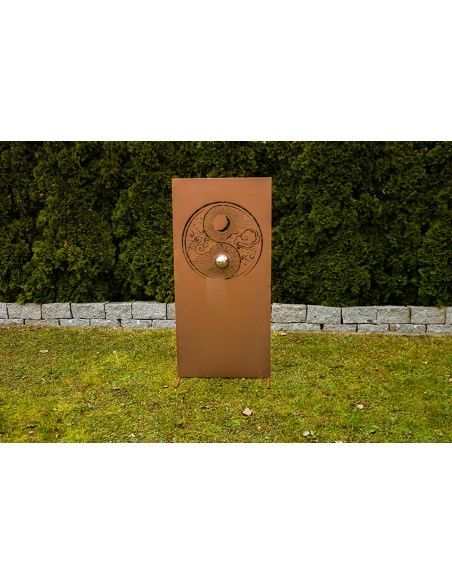 Sichtschutzwand Ying und Yang - aus Metall inkl. Edelstahlkugel
