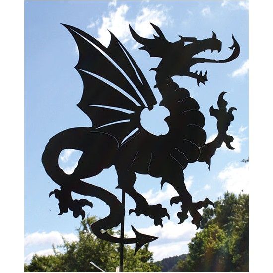 Metall Gartenstecker Drache - Gesamthöhe 142 cm