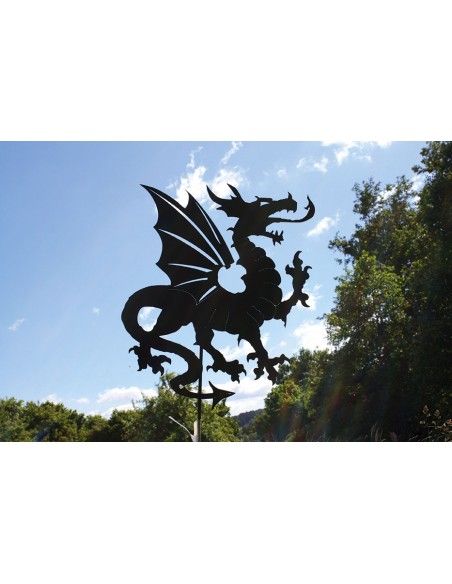 Metall Gartenstecker Drache - Gesamthöhe 142 cm
