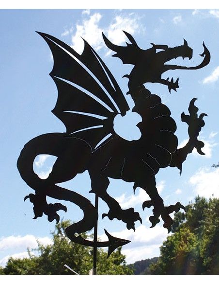 Metall Gartenstecker Drache - Gesamthöhe 82 cm