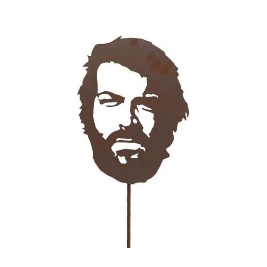 Menschen und Silhouetten Bud Spencer Gartenstecker - Kopf 30 cm hoch 
Kopf 30 cm hoch
Stab 120 cm
