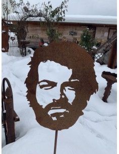 Menschen und Silhouetten Bud Spencer Gartenstecker - Kopf 30 cm hoch 
Kopf 30 cm hoch
Stab 120 cm
 2