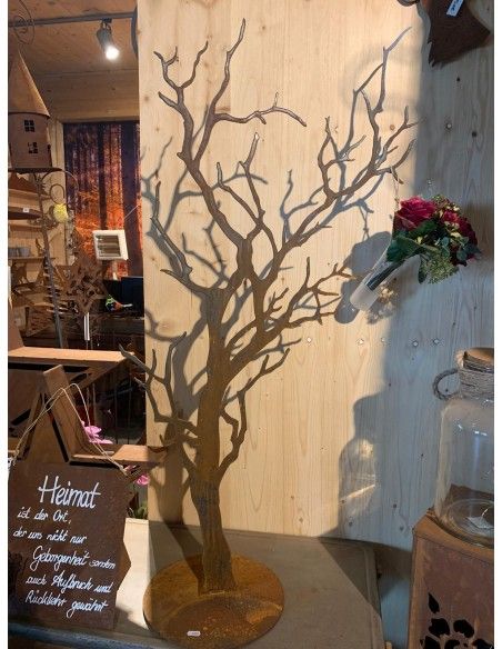 Deko Baum Albero - Herbstdeko mit verästeltem Zweig Knorriger Deko Baum auf Platte Höhe 120cm - flach Knorriger Edelrostbaum auf Deko Baum Albero - Herbstdeko mit verästeltem Zweig Knorriger Deko Baum auf Platte Höhe 120cm - flach Knorriger Edelrostbaum auf