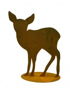 Rehkitz auf Platte mit schöner Silhouette passend zum großen Hirsch und Reh 2