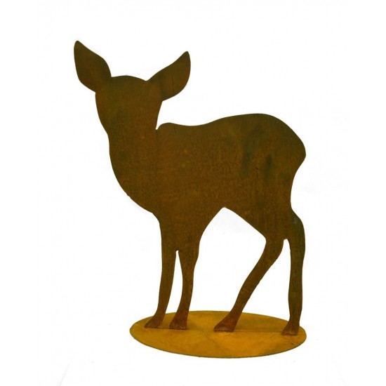 Rehkitz auf Platte mit schöner Silhouette passend zum großen Hirsch und Reh