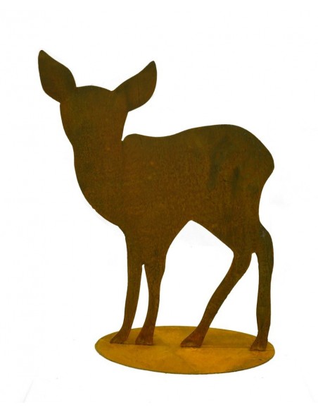 Rehkitz auf Platte mit schöner Silhouette passend zum großen Hirsch und Reh