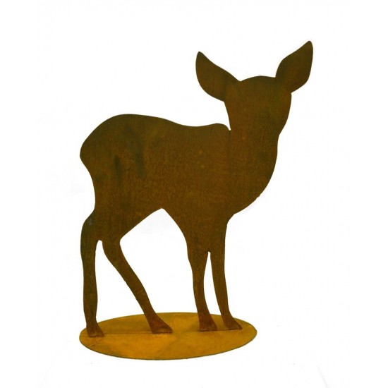 Rehkitz auf Platte mit schöner Silhouette passend zum großen Hirsch und Reh
