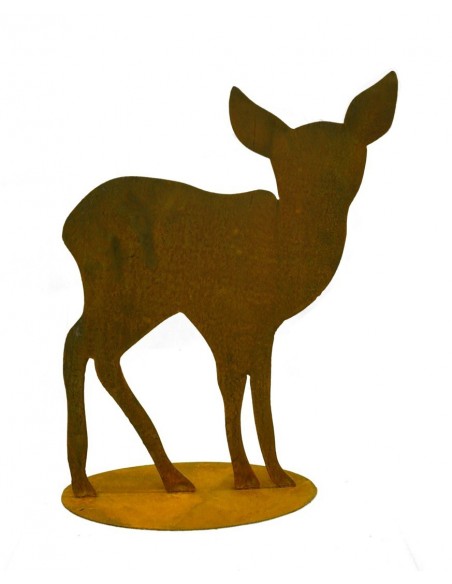 Rehkitz auf Platte mit schöner Silhouette passend zum großen Hirsch und Reh