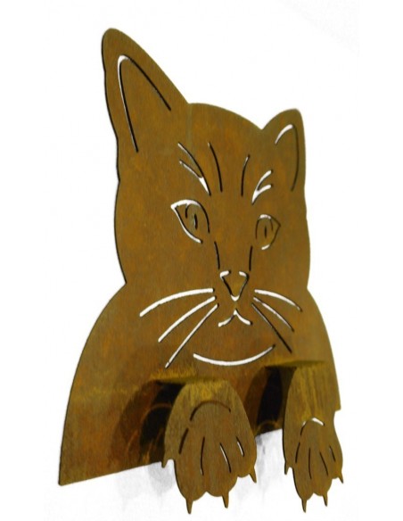 Rost Katzenkopf zum Einhängen an Zäunen und Brettern, Fensterrahmen Deko Katzen und Mäuse