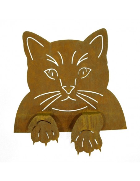 Rost Katzenkopf zum Einhängen an Zäunen und Brettern, Fensterrahmen Deko Katzen und Mäuse