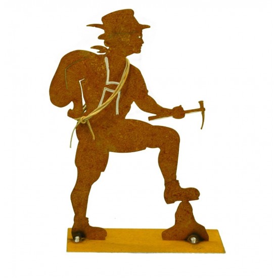 Gartendeko Rost Rost Bergsteiger - Wanderer 30 cm hoch Edelrost 