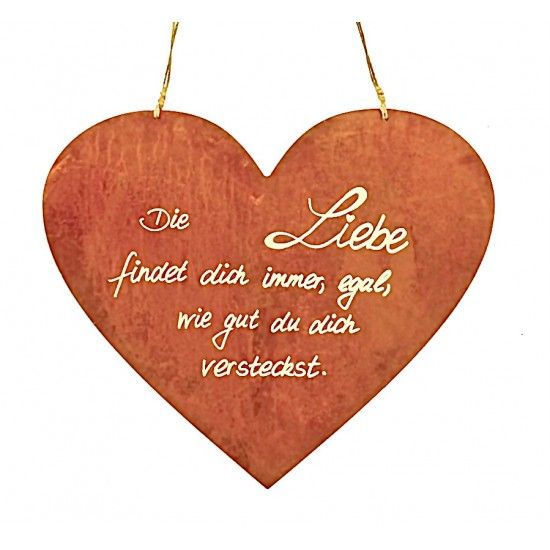 Herzige Dinge Edelrost Dekoherzen XL Deko Herz mit Spruch die Liebe