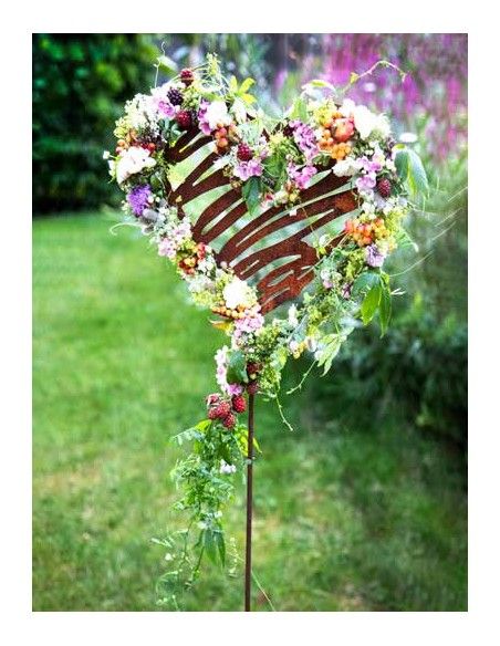 Herz Bleistiftzeichnung als Gartenstecker Skizzen Herz groß 34 cm