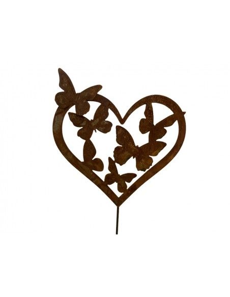 Gartenstecker Schmetterlinge im Herz als Gartenstecker - 48 cm hoch - groß 3D Schmetterlinge in einem Herz als Gartenstecker.

