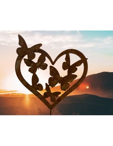 Gartenstecker Schmetterlingsherz als Gartenstecker - 37 cm hoch - klein Viele Schmetterlinge im Herz als Gartenstecker sorgen fü