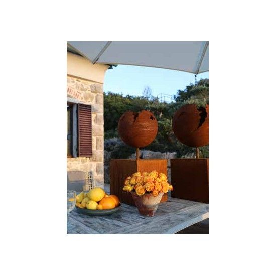 Skulpturen - Rostsäulen und Stelen Eckiges Podest mit Rohr für Steckverbindung - 50 cm hoch 30x30 cm Rechteckige Podest Säule mi