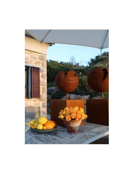 Skulpturen - Rostsäulen und Stelen Eckiges Podest mit Rohr für Steckverbindung - 50 cm hoch 30x30 cm Rechteckige Podest Säule mi