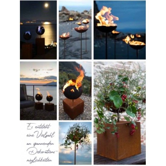 Skulpturen - Rostsäulen und Stelen Eckiges Podest mit Rohr für Steckverbindung - 50 cm hoch 30x30 cm Rechteckige Podest Säule mi