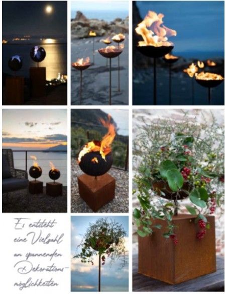 Skulpturen - Rostsäulen und Stelen Eckiges Podest mit Rohr für Steckverbindung - 50 cm hoch 30x30 cm Rechteckige Podest Säule mi