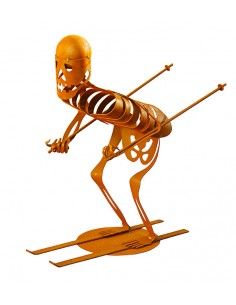 Skifahrendes Deko Skelett als gruselige Gartendeko für Halloween - Höhe 51 cm