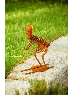 Skifahrendes Deko Skelett als gruselige Gartendeko für Halloween - Höhe 51 cm 2