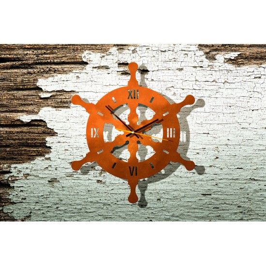 Metall Wanduhr Steuerrad - Durchmesser 43 cm