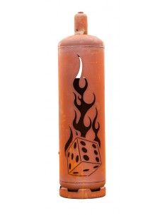 Edelrost Feuerstelle Gasflasche - Würfel - 128 cm hoch Feuertonne