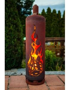 Edelrost Feuerstelle Gasflasche - Würfel - 128 cm hoch Feuertonne 2