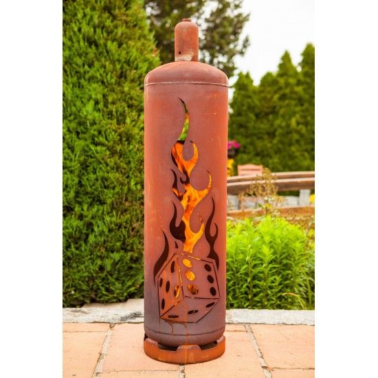 Edelrost Feuerstelle Gasflasche - Würfel - 128 cm hoch Feuertonne