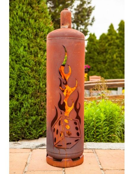 Edelrost Feuerstelle Gasflasche - Würfel - 128 cm hoch Feuertonne Edelrost Feuerstelle Gasflasche - Würfel - 128 cm hoch Feuertonne