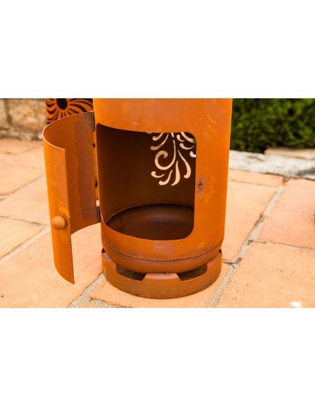 Feuertonne Gasflasche - Drache - 128 cm hoch