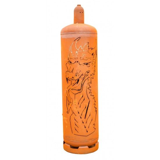 Feuertonne Gasflasche - Drache - 128 cm hoch