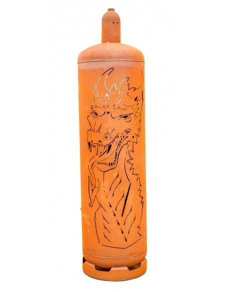 Feuertonne Gasflasche - Drache - 128 cm hoch