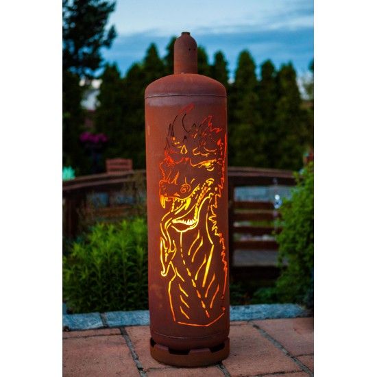 Feuertonne Gasflasche - Drache - 128 cm hoch