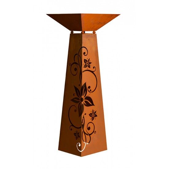 Rostsäule Trapez Blüte Edelweis 116,5 cm inkl. Schale - Alpendeko