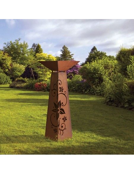 Säule Trapez Edelweis - Blüte - inkl Schale, Höhe 96,5 cm