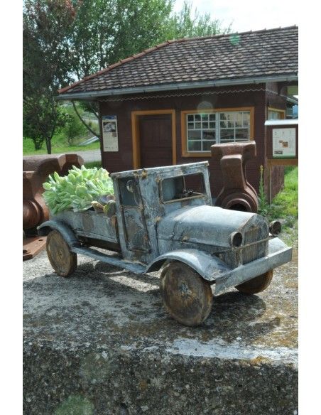 Pflanzgefäße + Schalen + Kronen Deko Truck zum Bepflanzen - Austin - grau - 48 cm lang Der Deko Truck "Austin" eignet sich super